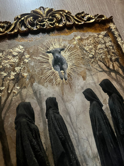 Obra "La Santa Compaña" – Arte Oscuro, Folclore y Técnica Mixta | Esther Limones