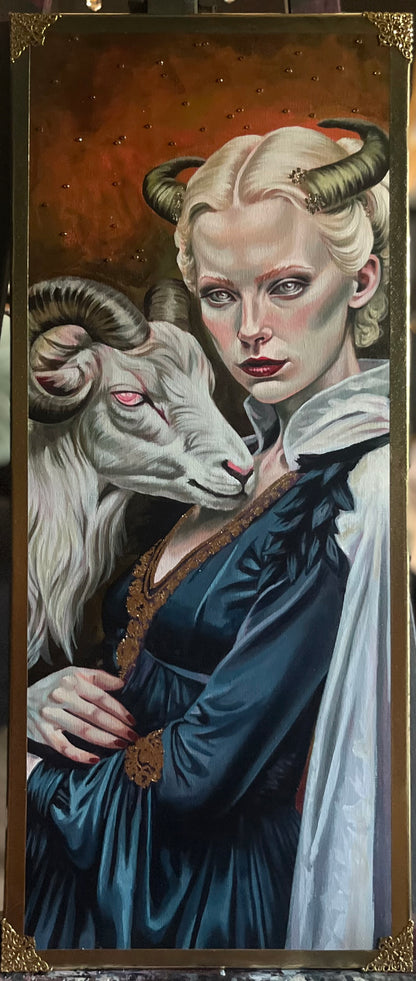Sacerdotisa en compañía-Retrato Mitológico y Arte de Fantasía Oscura