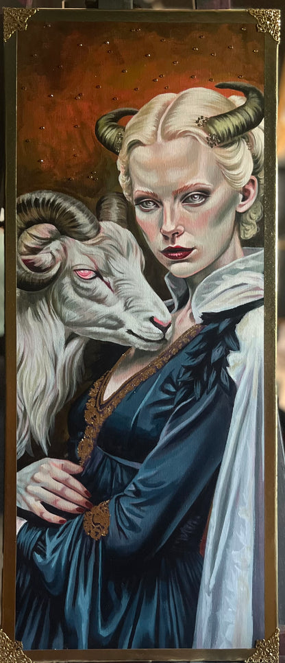 Sacerdotisa en compañía-Retrato Mitológico y Arte de Fantasía Oscura